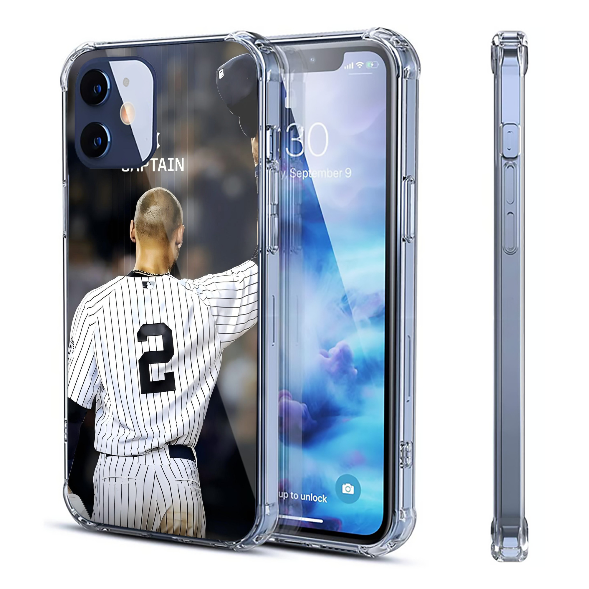 Derek Jeter 56 Clear IPhone 12 Case – Soft TPU With UV Print – Enhanced Drop Protection, Precise Fit, Anti-Fingerprint, Customizable Design, Scratch-Resistant, Yellow-Resistant